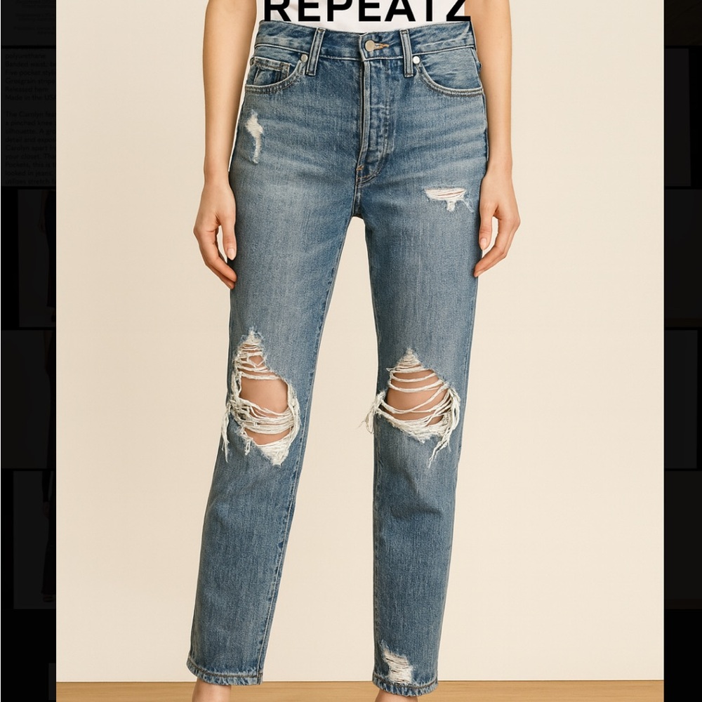 Pistola Blue Distressed Straight Leg Jeans